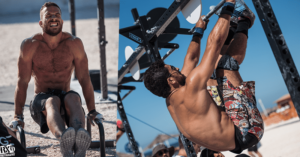 male crossfitters l sit toes to bar crossfit wod building solid core