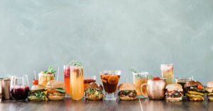 many food types lined up