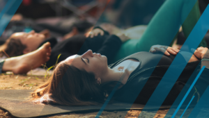sporty woman meditates