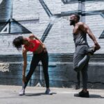 athletes stretching