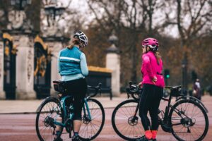 two women cycling