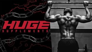 Huge supplements and man doing pull up