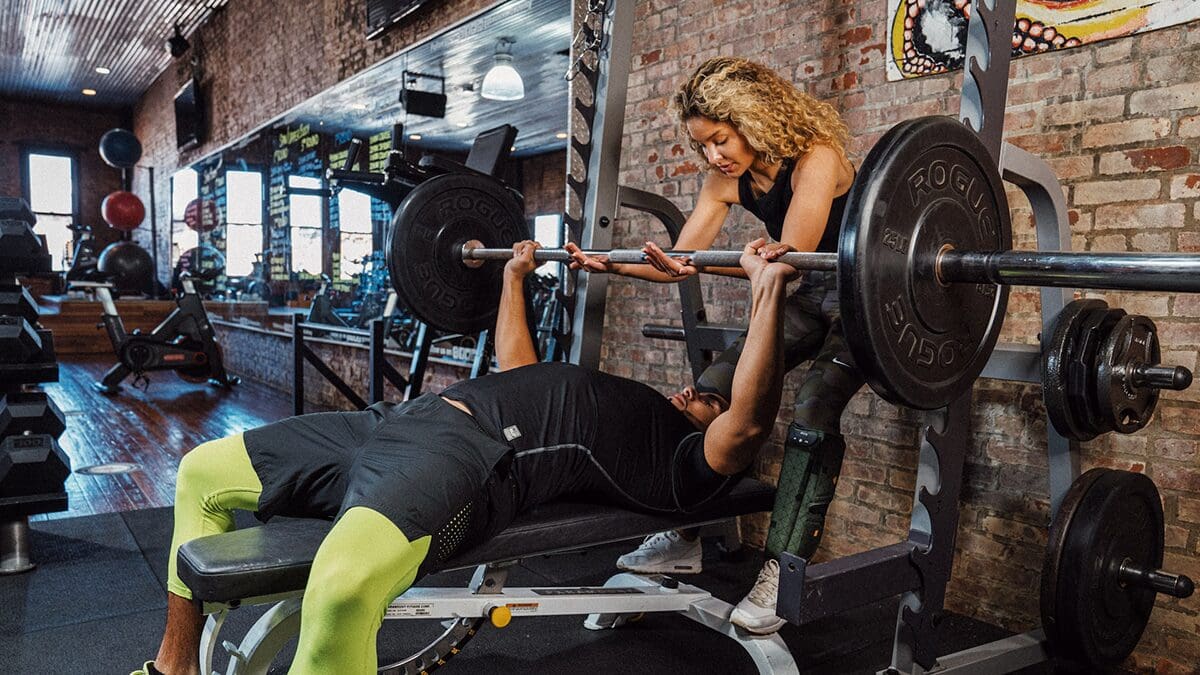 Man bench pressing