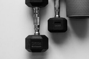 Dumbbells on ground