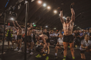 Athletes doing wall balls
