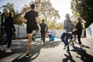 People working out outside